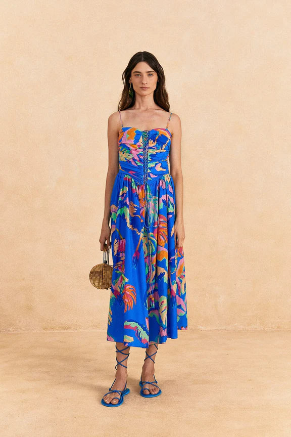 
                
                    Load image into Gallery viewer, Farm Rio Painted Jungle Midi Dress
                
            