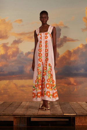 Farm Rio Papaya Salad Pink Maxi Dress