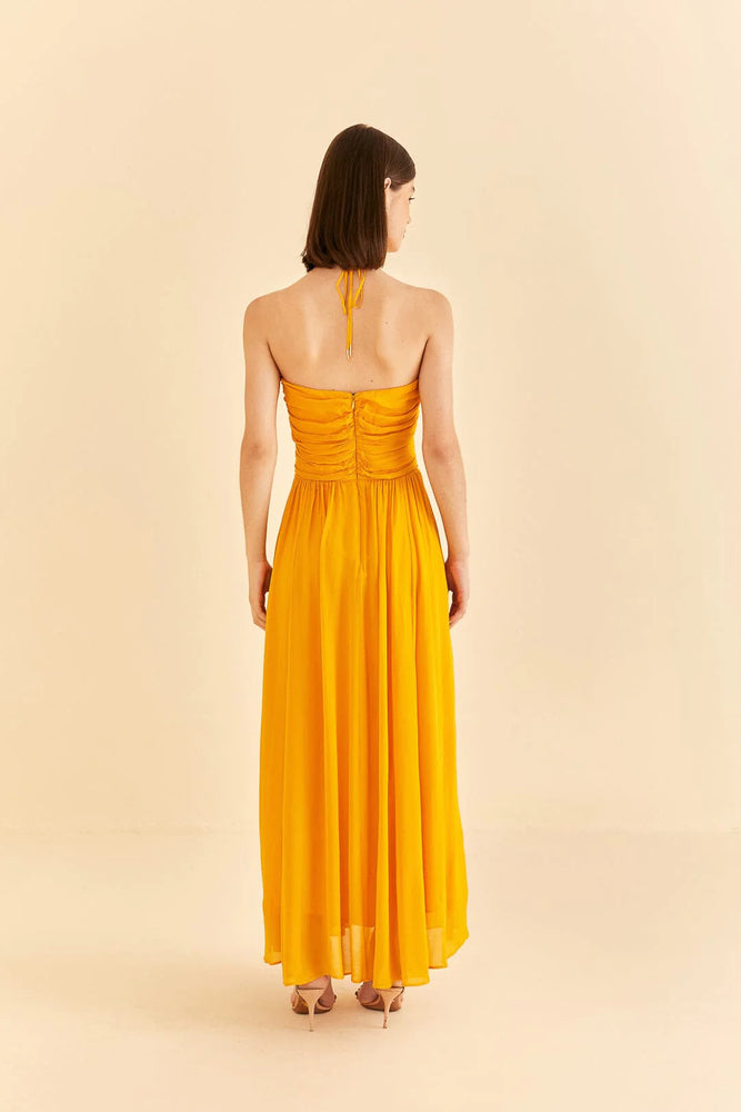 
                
                    Load image into Gallery viewer, Farm Rio Yellow Sleeveless Maxi Dress With Sun Buckle
                
            