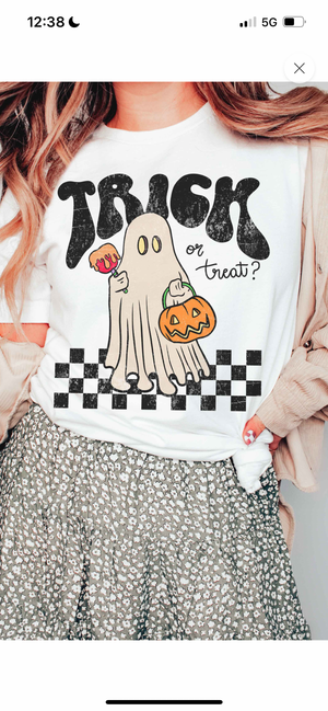 
                
                    Load image into Gallery viewer, Trick or Treat Graphic Short Sleeve Tshirt
                
            