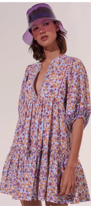 Poupette aria dress aqua blossom