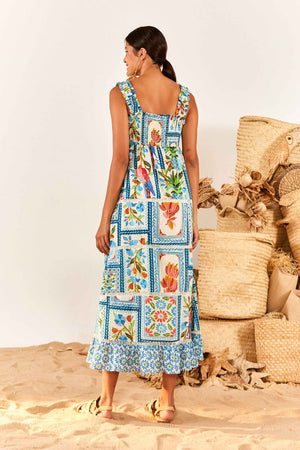 Farm Rio Tropical Tiles Maxi Dress