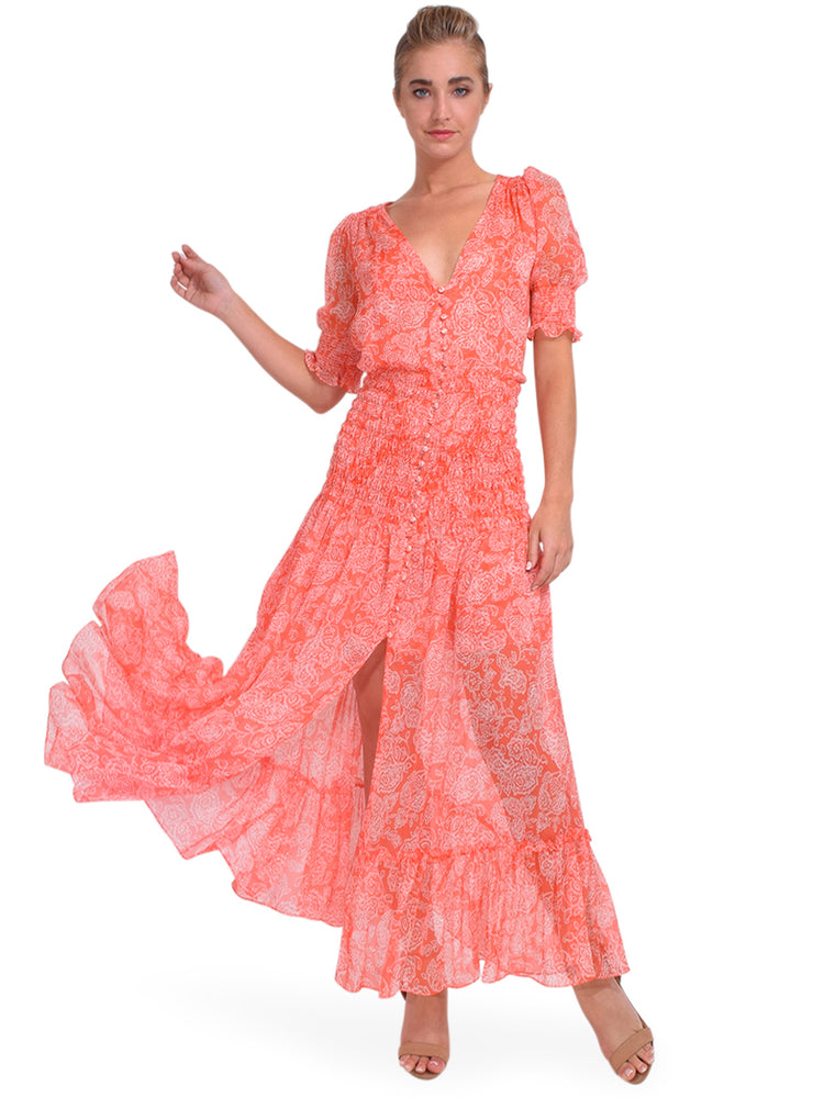 Misa  Parisa Maxi Dress Coral Summer Paisley