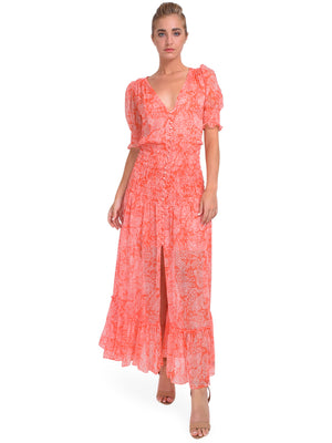 Misa  Parisa Maxi Dress Coral Summer Paisley